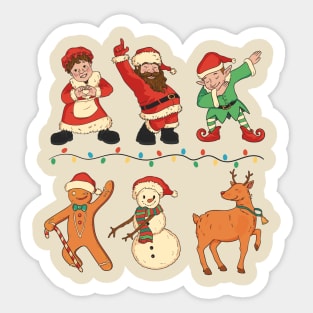 Christmas Characters Dancing Dabbing Sticker